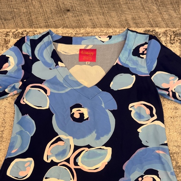 Gorgeous Gingy Blue Floral V-Neck Dress - Picture 5 of 8